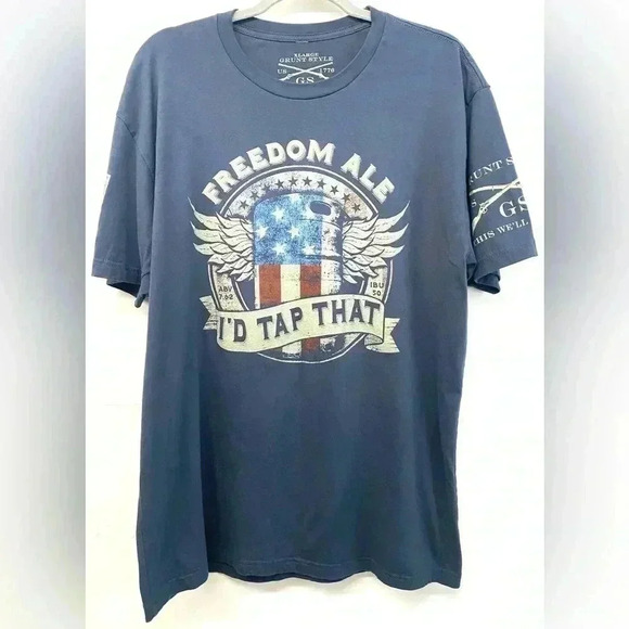 Grunt Style Shirt 1776 freedom ale American Flag  T-Shirt XL Cotton Patriotic - Picture 1 of 2